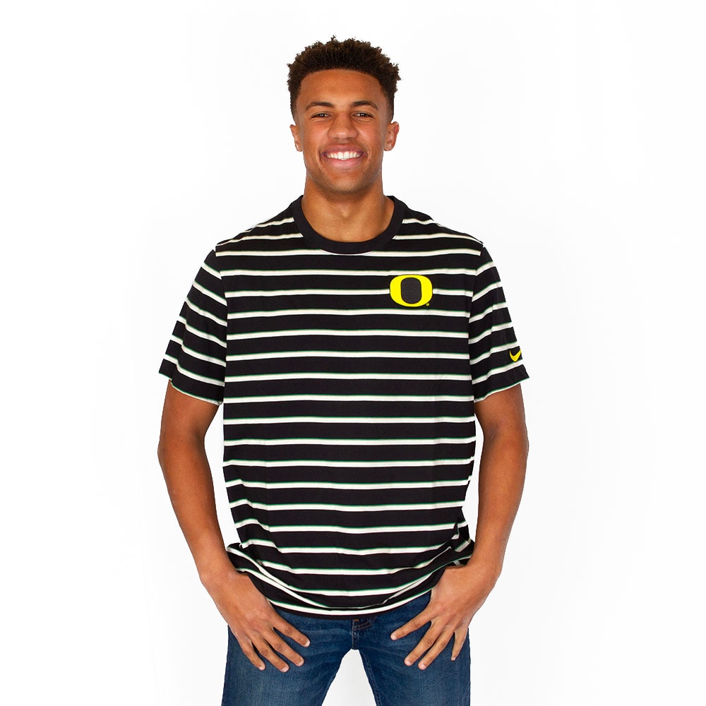Classic Oregon O, Nike, Black, Crew Neck, Cotton, Men, Yarn dyed, T-Shirt, 926409